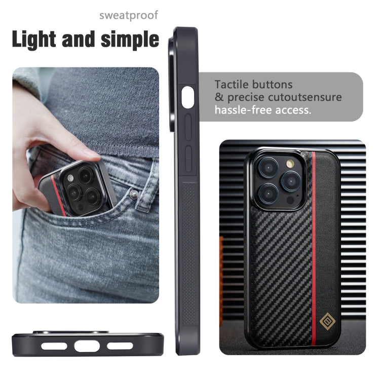 For iPhone 16 Pro Max LC.IMEEKE 3 in 1 Carbon Fiber Texture Shockproof Phone Case(Black)