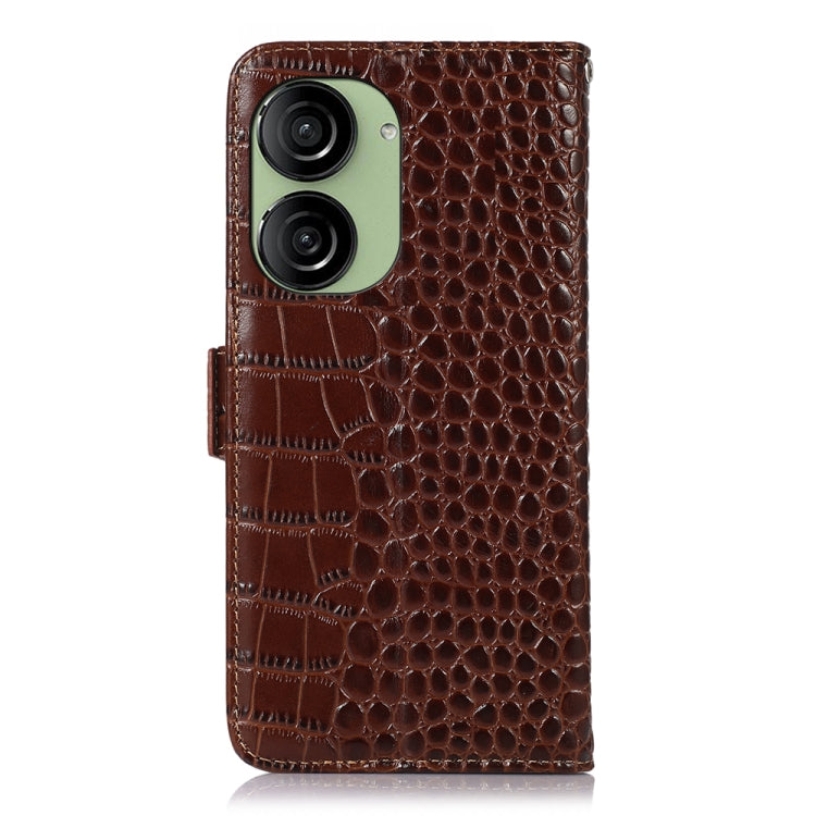 For Asus ZenFone 10 / ZenFone 9 Crocodile Top Layer Cowhide Leather Phone Case(Brown)