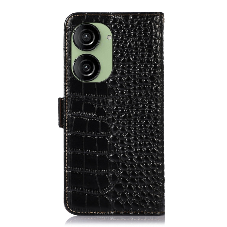 For Asus ZenFone 10 / ZenFone 9 Crocodile Top Layer Cowhide Leather Phone Case(Black)