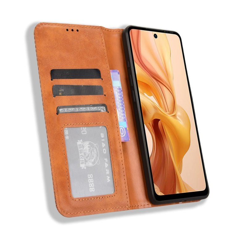 For Ulefone Note 18 Ultra Magnetic Buckle Retro Texture Leather Phone Case(Brown)