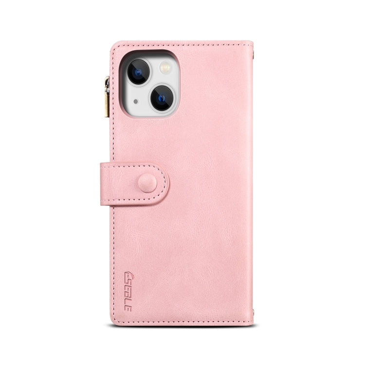 For iPhone 15 ESEBLE Retro Frosted RFID Flip Leather Phone Case(Rose Gold)
