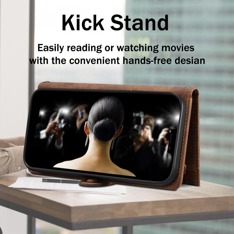 For iPhone 16e ESEBLE Retro Frosted RFID Flip Leather Phone Case(Brown) - free shipping - PMC TechLife - Order now!