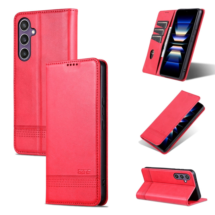 For Samsung Galaxy S24+ 5G AZNS Magnetic Calf Texture Flip Leather Phone Case(Red)