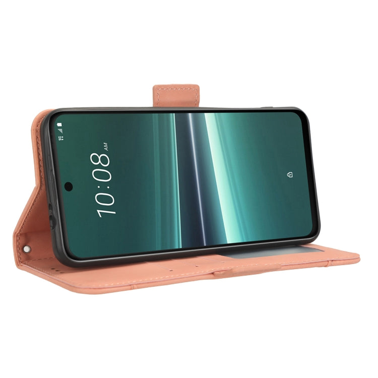 For HTC U23 / U23 Pro Skin Feel Calf Texture Card Slots Leather Phone Case(Pink) - HTC by PMC TechLife | Online Shopping South Africa | PMC TechLife | Buy Now Pay Later Mobicred