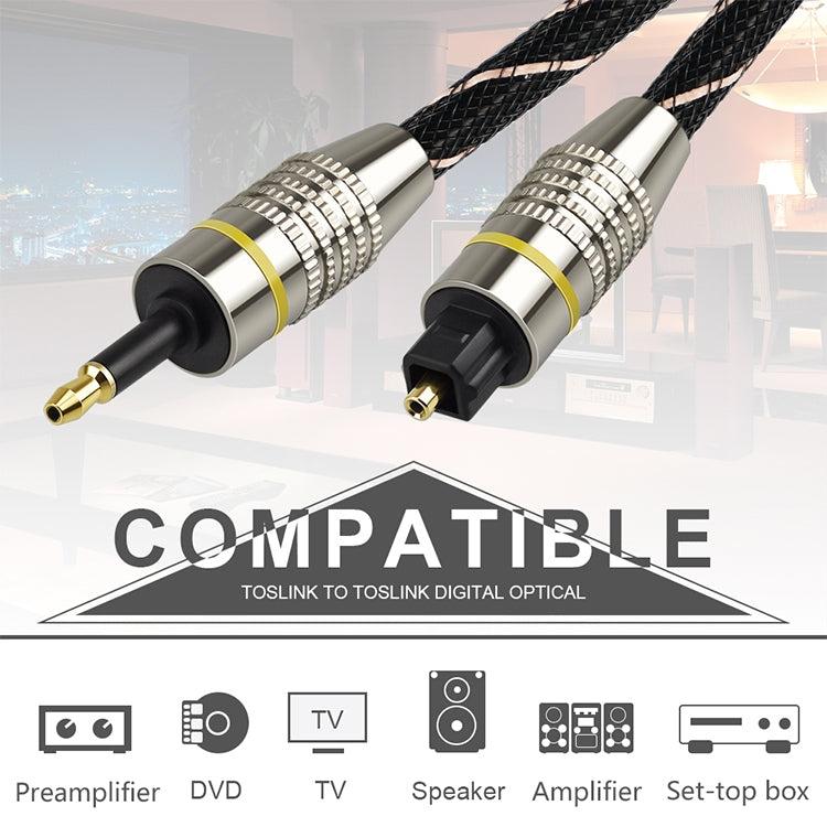 5m EMK OD6.0mm Square Port to Round Port Set-top Box Digital Audio Optical Fiber Connecting Cable
