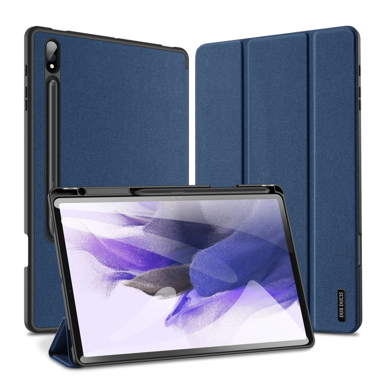 For Samsung Galaxy Tab S9+ DUX DUCIS Domo Series Cloth Texture Magnetic Leather Tablet Case(Blue)