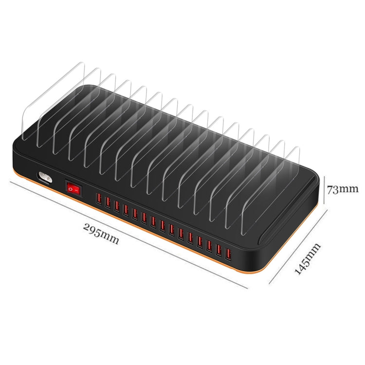 WLX-815P 180W 15 Ports USB Fast Charging Dock Smart Charger with Holder, UK Plug