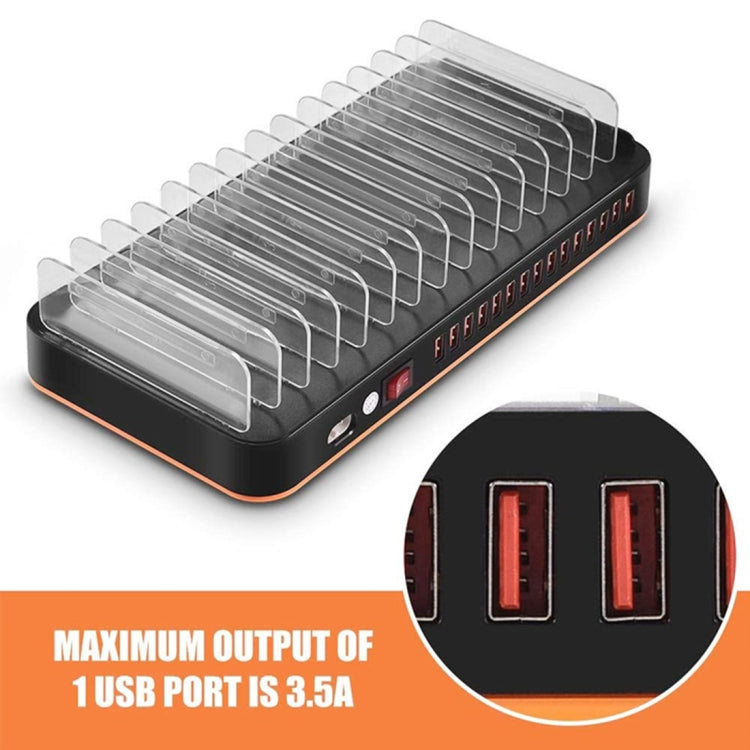 WLX-815P 180W 15 Ports USB Fast Charging Dock Smart Charger with Holder, UK Plug