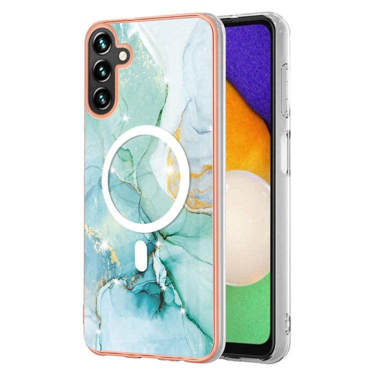 For Samsung Galaxy A54 5G Marble Pattern Dual-side IMD Magsafe TPU Phone Case(Green 003)