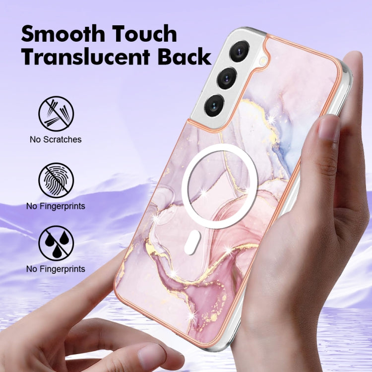 For Samsung Galaxy S22 5G Marble Pattern Dual-side IMD Magsafe TPU Phone Case(Rose Gold 005)