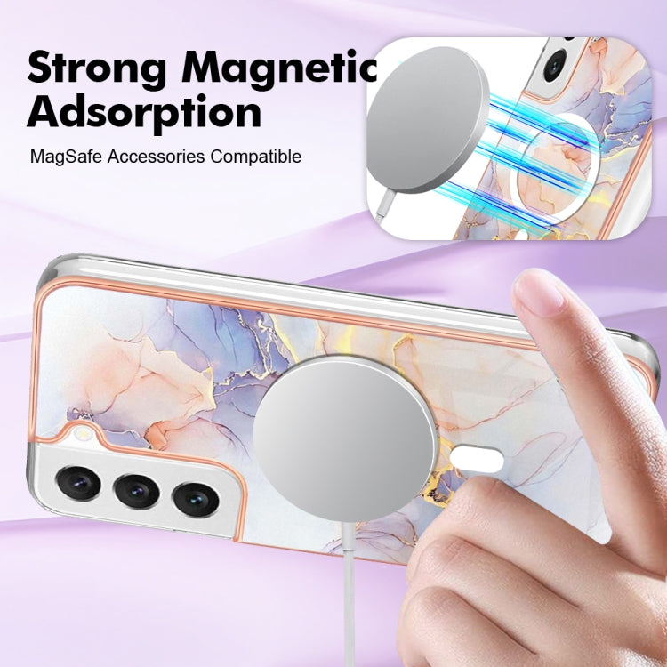 For Samsung Galaxy S22+ 5G Marble Pattern Dual-side IMD Magsafe TPU Phone Case(White Marble)