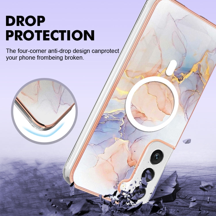 For Samsung Galaxy S22+ 5G Marble Pattern Dual-side IMD Magsafe TPU Phone Case(White Marble)