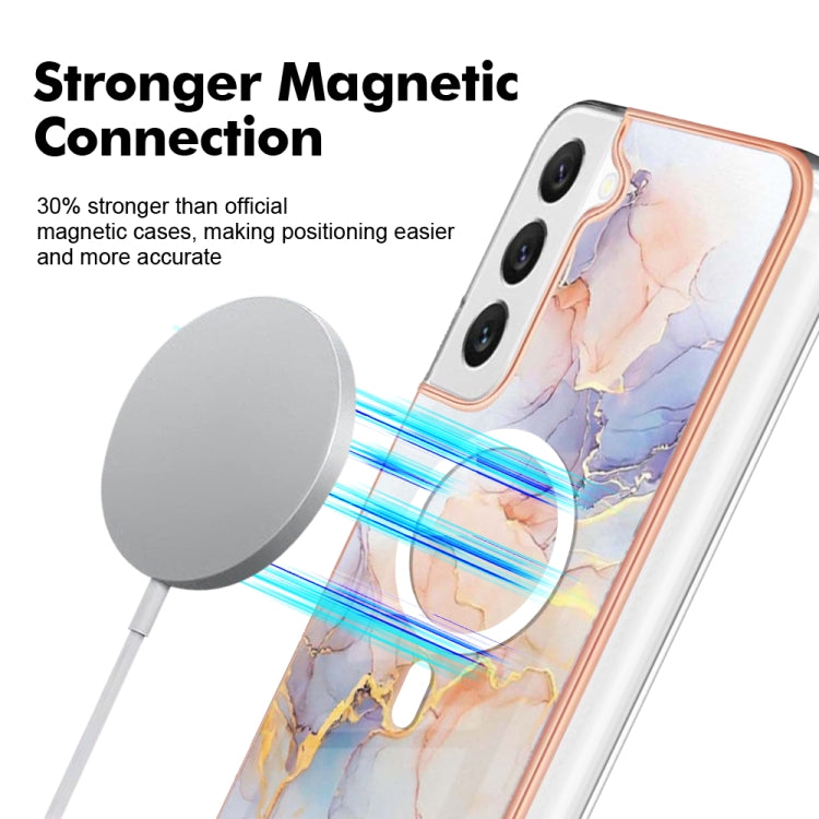 For Samsung Galaxy S23 5G Marble Pattern Dual-side IMD Magsafe TPU Phone Case(White Marble)