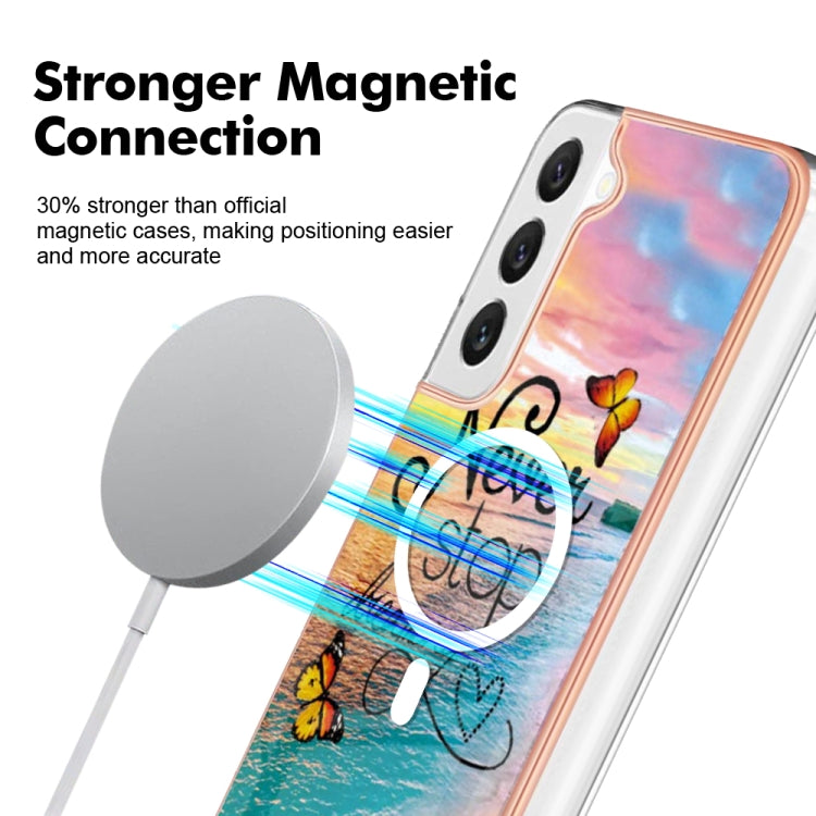 For Samsung Galaxy S23 5G Marble Pattern Dual-side IMD Magsafe TPU Phone Case(Dream Butterfly)