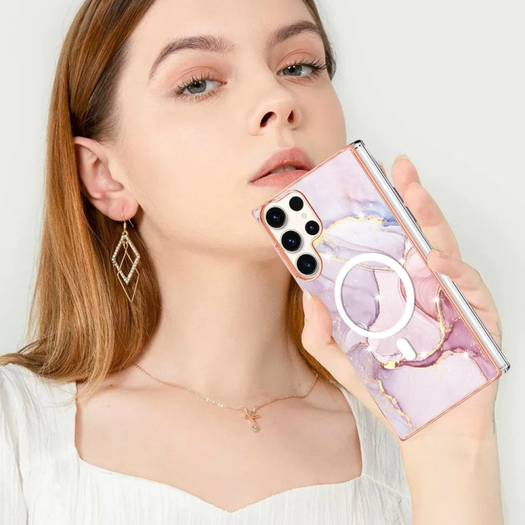 For Samsung Galaxy S23 Ultra 5G Marble Pattern Dual-side IMD Magsafe TPU Phone Case(Rose Gold 005) - Galaxy S23 Ultra 5G Cases by PMC TechLife | Online Shopping South Africa | PMC TechLife
