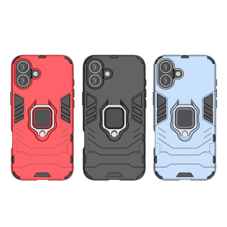 For iPhone 16 Plus Shockproof PC + TPU Holder Phone Case(Black) - iPhone 16 Plus Cases by PMC TechLife | Online Shopping South Africa | PMC TechLife | Buy Now Pay Later Mobicred