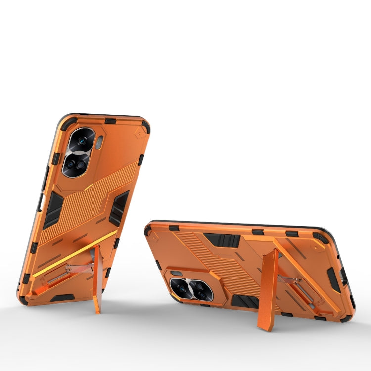 For Honor 90 Lite 5G Global Punk Armor 2 in 1 PC + TPU Phone Case with Holder(Orange)