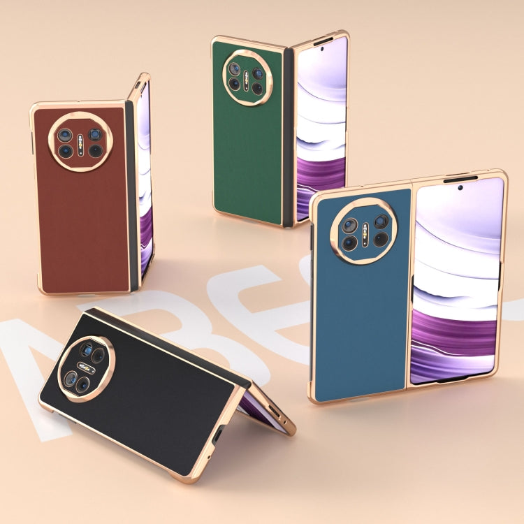 For Huawei Mate X5 Genuine Leather Silk Series Nano Plating Phone Case(Dark Green) - Huawei Cases by PMC TechLife | Online Shopping South Africa | PMC TechLife | Buy Now Pay Later Mobicred