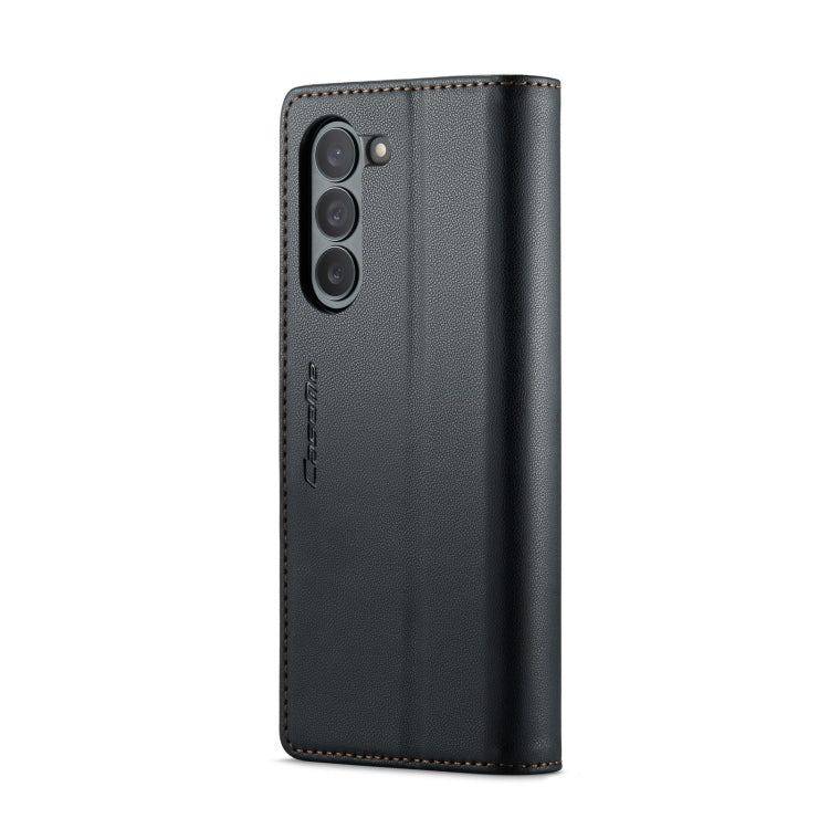 For Samsung Galaxy Z Fold6 5G CaseMe 023 Butterfly Buckle Litchi Texture RFID Anti-theft Leather Phone Case(Black)