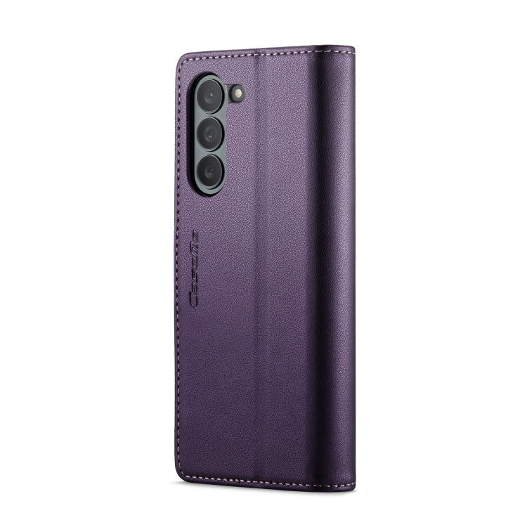 For Samsung Galaxy Z Fold6 5G CaseMe 023 Butterfly Buckle Litchi Texture RFID Anti-theft Leather Phone Case(Pearly Purple)