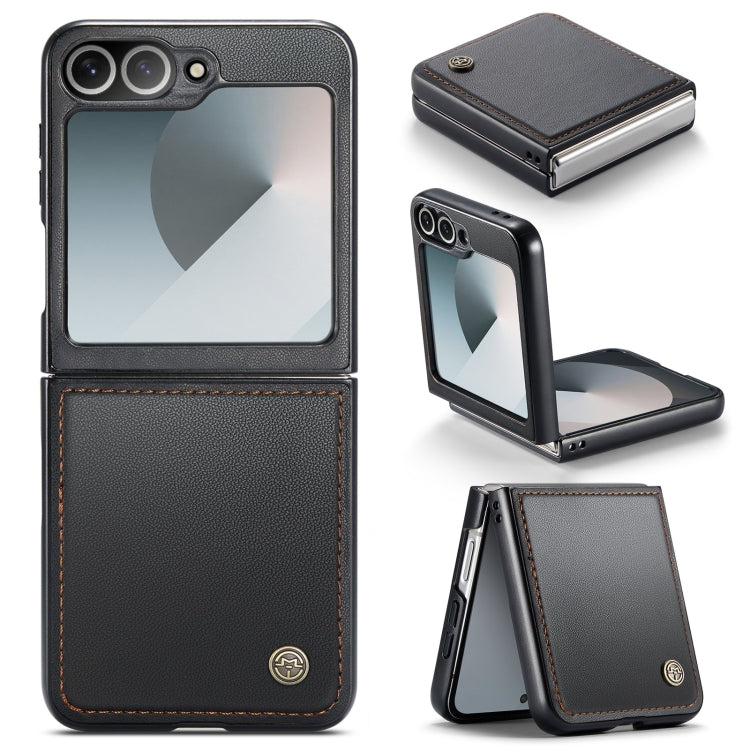 For Samsung Galaxy Z Flip6 5G CaseMe 023 Butterfly Buckle Litchi Texture RFID Anti-theft Leather Phone Case(Black)