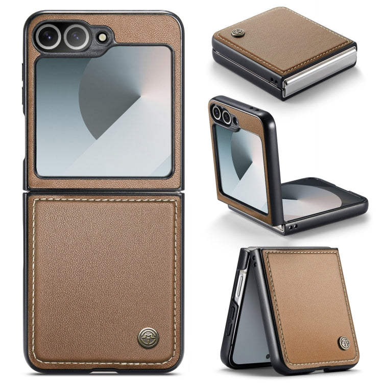 For Samsung Galaxy Z Flip6 5G CaseMe 023 Butterfly Buckle Litchi Texture RFID Anti-theft Leather Phone Case(Brown)