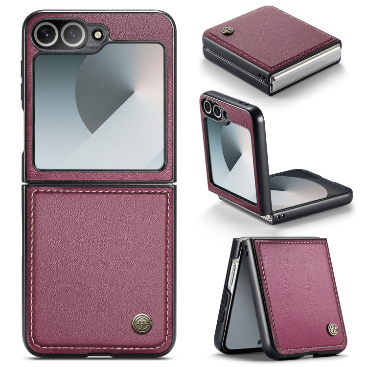 For Samsung Galaxy Z Flip6 5G CaseMe 023 Butterfly Buckle Litchi Texture RFID Anti-theft Leather Phone Case(Wine Red)