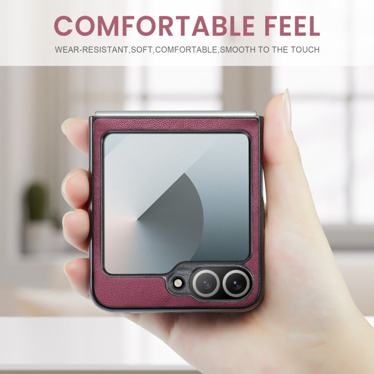 For Samsung Galaxy Z Flip6 5G CaseMe 023 Butterfly Buckle Litchi Texture RFID Anti-theft Leather Phone Case(Wine Red)