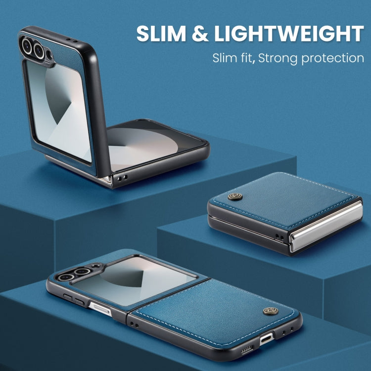 For Samsung Galaxy Z Flip6 5G CaseMe 023 Butterfly Buckle Litchi Texture RFID Anti-theft Leather Phone Case(Blue)
