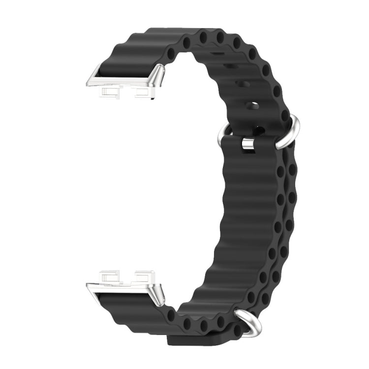 For Huawei Band 8 / 9 / 10 Mijobs Marine Silicone Breathable Watch Band(Black+Silver)