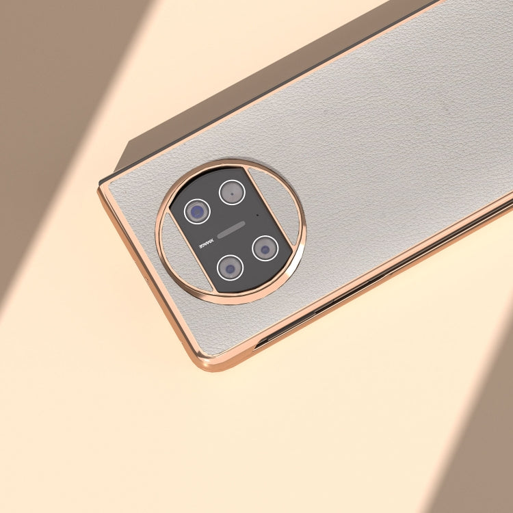 For Huawei Mate X3 Nano Plating Genuine Leather Wave Series Phone Case(Grey) - Huawei Cases by PMC TechLife | Online Shopping South Africa | PMC TechLife | Buy Now Pay Later Mobicred