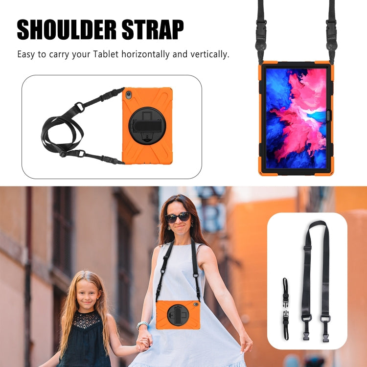For Lenovo Tab P11 Silicone Hybrid PC Tablet Case with Grip & Shoulder Strap(Orange) - Lenovo by PMC Jewellery | Online Shopping South Africa | PMC Jewellery | Buy Now Pay Later Mobicred