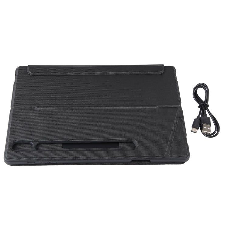 T970B-AS Pivot Backlight Upper Pen Tray Bluetooth Keyboard Leather Case For Samsung Galaxy Tab S7+/S7 FE/S8+(Black) - Samsung Keyboard by PMC TechLife | Online Shopping South Africa | PMC TechLife