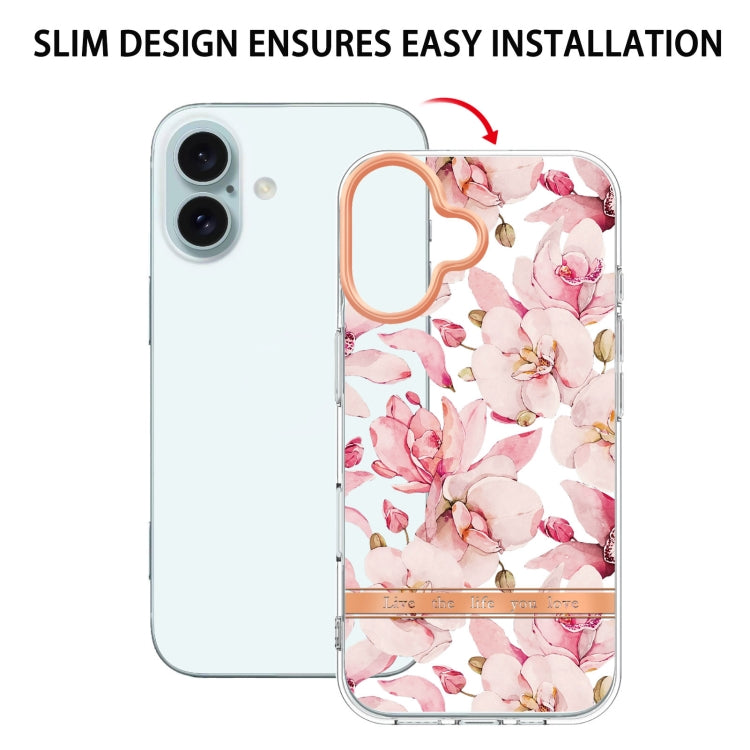 For iPhone 16 Plus Flowers and Plants Series IMD TPU Phone Case(Pink Gardenia) - free shipping - PMC TechLife - Order now!