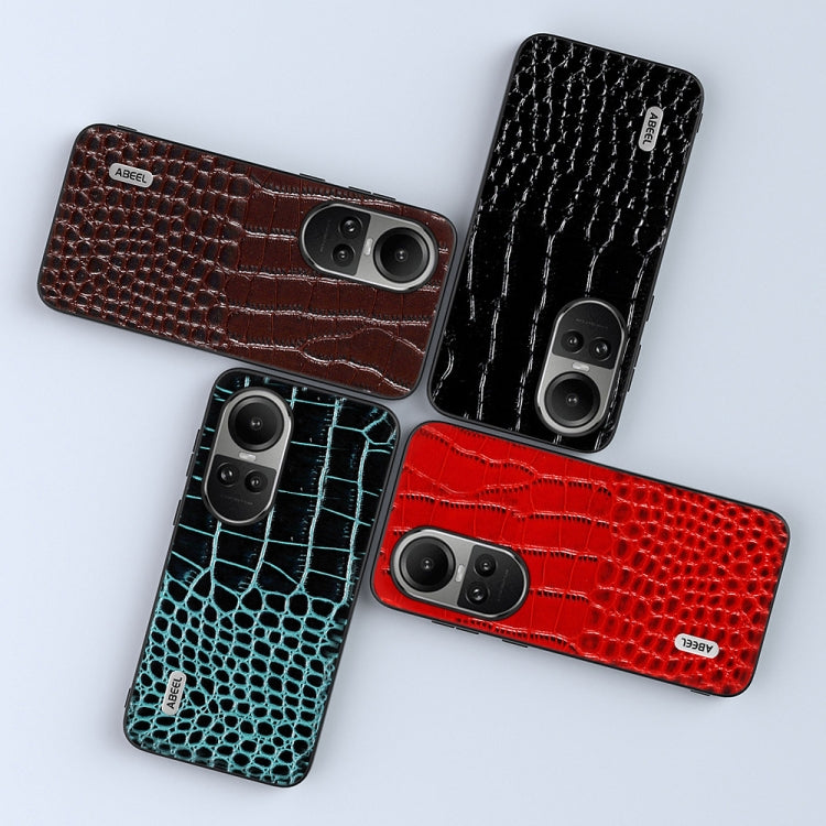 For OPPO Reno 10 / 10 Pro Global ABEEL Genuine Leather Crocodile Pattern Black Edge Phone Case(Black) - OPPO Cases by PMC TechLife | Online Shopping South Africa | PMC TechLife | Buy Now Pay Later Mobicred