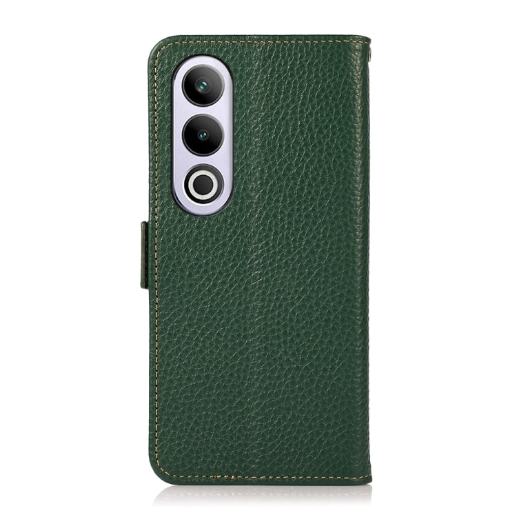 For OnePlus Ace 3V KHAZNEH Side-Magnetic Litchi Genuine Leather RFID Phone Case(Green)