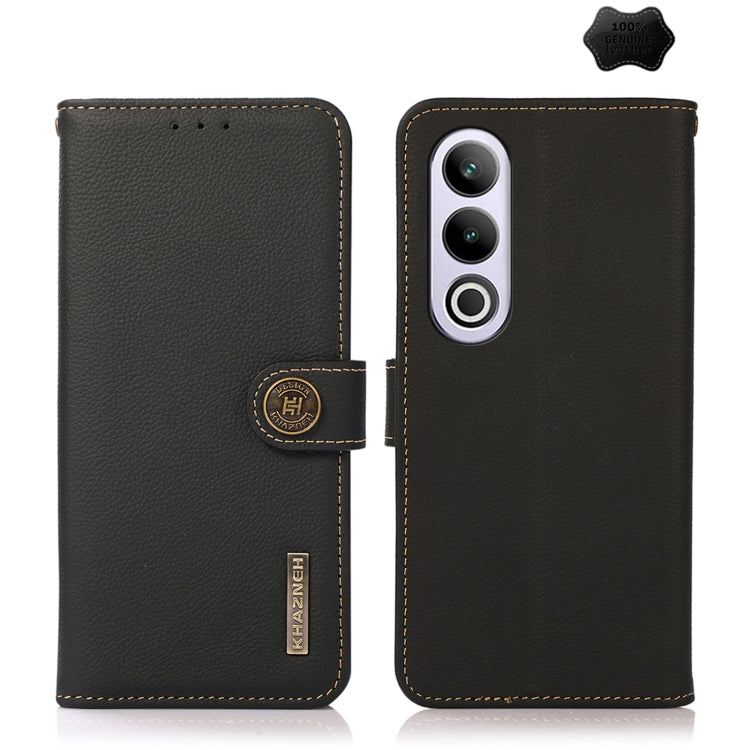 For OnePlus Ace 3V KHAZNEH Custer Genuine Leather RFID Phone Case(Black)
