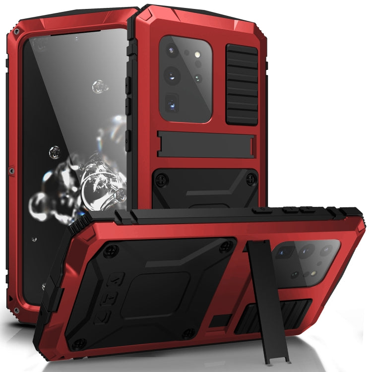 For Samsung Galaxy S20 Ultra R-JUST Water-resistant Shockproof Dustproof Metal + Silicone Protective Case(Red)