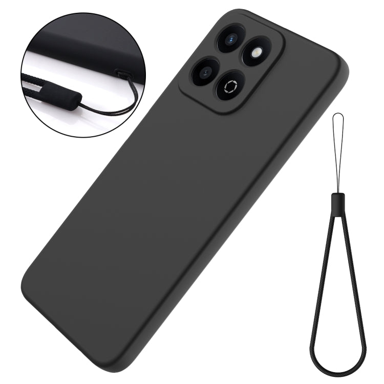 For Honor X7c / Play 200 Plus Solid Color Liquid Silicone Dropproof Full Coverage Phone Case(Black)