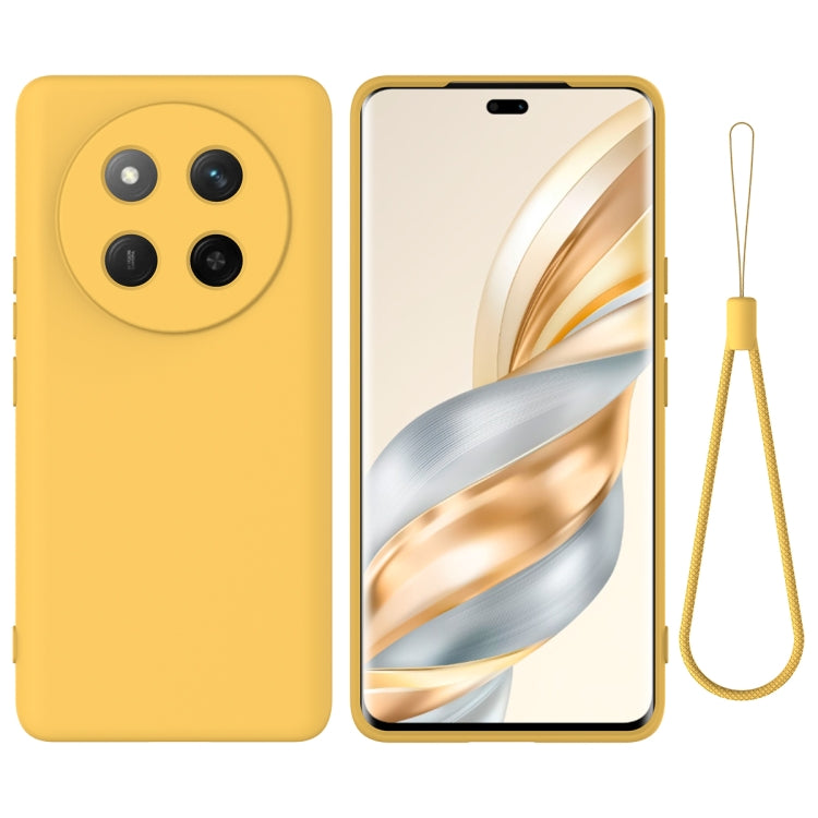 For Honor X60 Pro Solid Color Liquid Silicone Dropproof Full Coverage Phone Case(Yellow)