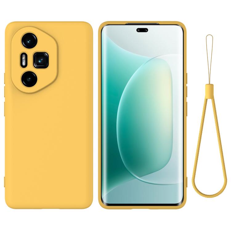 For Honor 300 Ultra / 300 Pro Solid Color Liquid Silicone Dropproof Full Coverage Phone Case(Yellow)