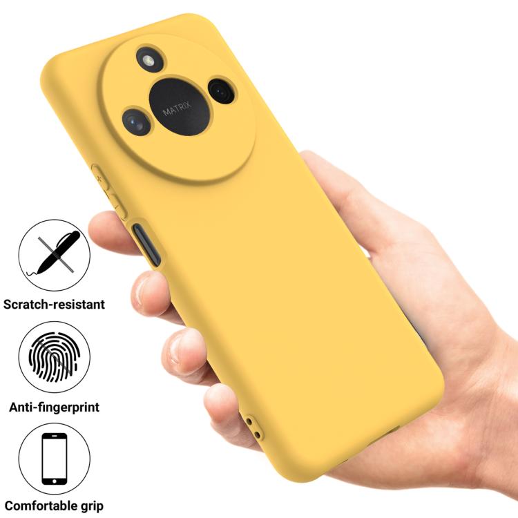 For Honor X9c Smart / X60 Solid Color Liquid Silicone Dropproof Full Coverage Phone Case(Yellow)
