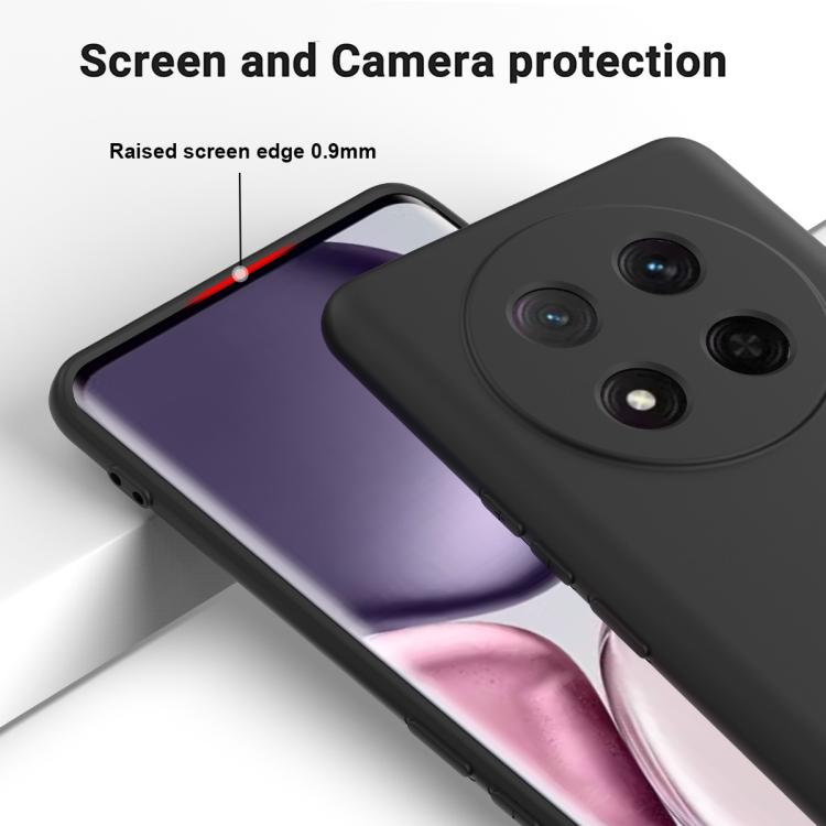 For Honor Magic7 Lite Solid Color Liquid Silicone Dropproof Full Coverage Phone Case(Black)