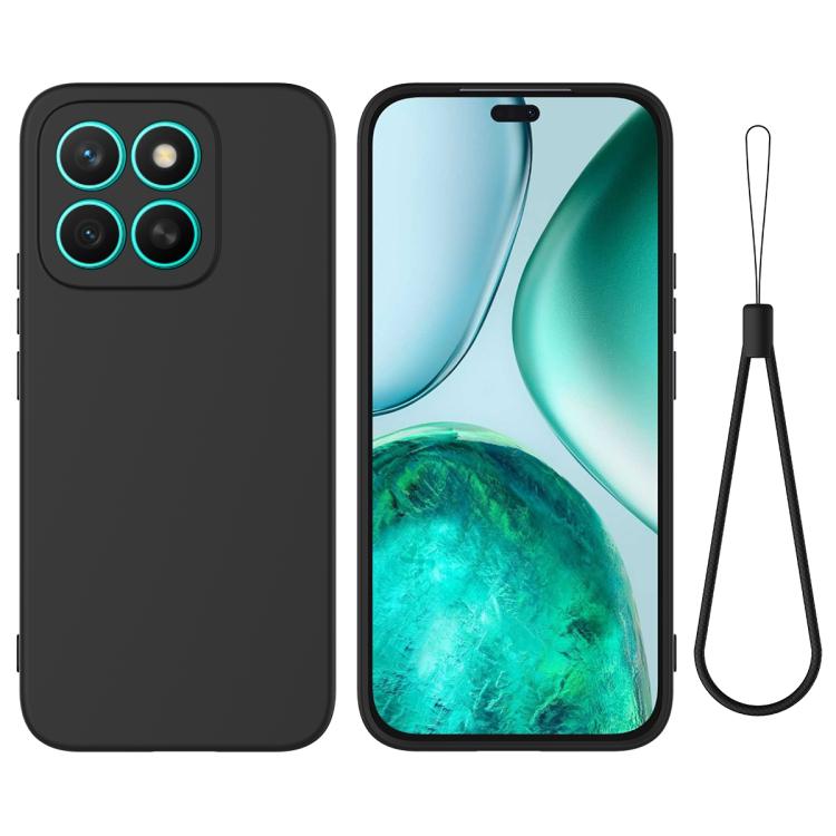 For Honor X8c 4G Solid Color Liquid Silicone Dropproof Full Coverage Phone Case(Black)