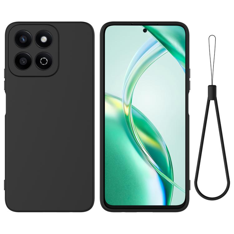 For Honor X6b 5G / Play 60 Plus Solid Color Liquid Silicone Dropproof Full Coverage Phone Case(Black)