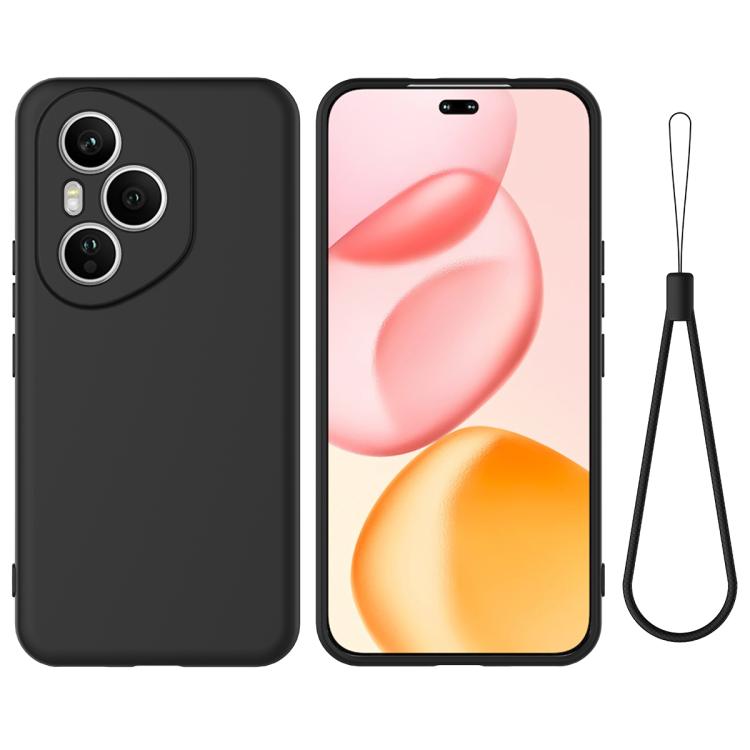 For Honor 400 Pro Global 160.8mm Solid Color Liquid Silicone Dropproof Full Coverage Phone Case(Black)