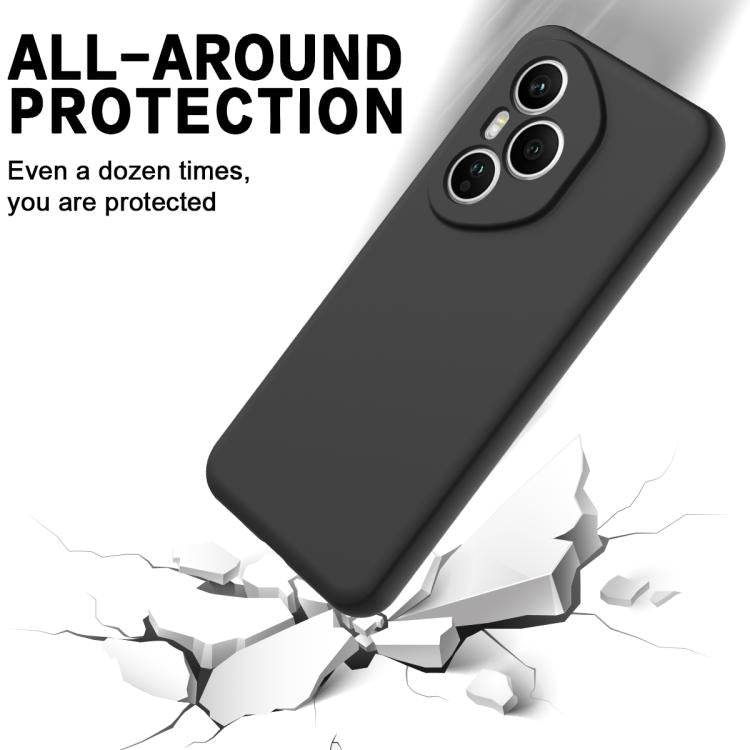 For Honor 400 Pro Global 160.8mm Solid Color Liquid Silicone Dropproof Full Coverage Phone Case(Black)