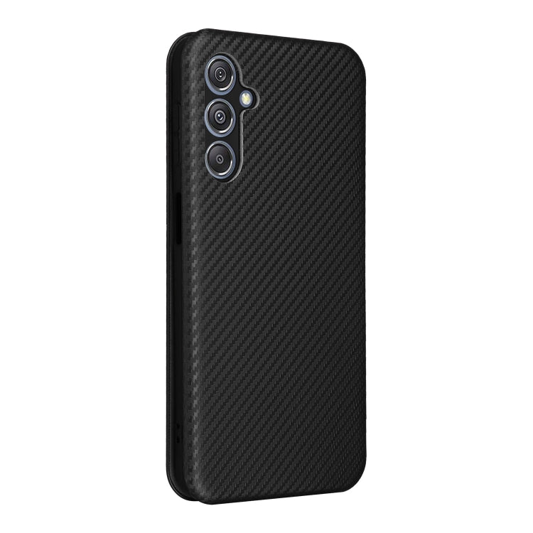 For Samsung Galaxy M34 5G Carbon Fiber Texture Flip Leather Phone Case(Black)