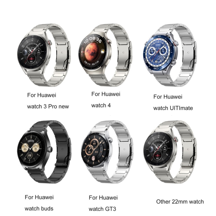 22mm Three Strains Uplift Turtle Buckle Titanium Metal Watch Band(Titanium Gray) - Watch Bands by PMC TechLife | Online Shopping South Africa | PMC TechLife