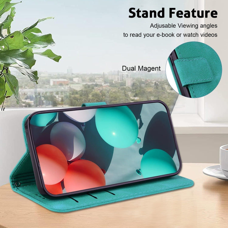 For Google Pixel 9 7-shaped Embossed Leather Phone Case(Green)